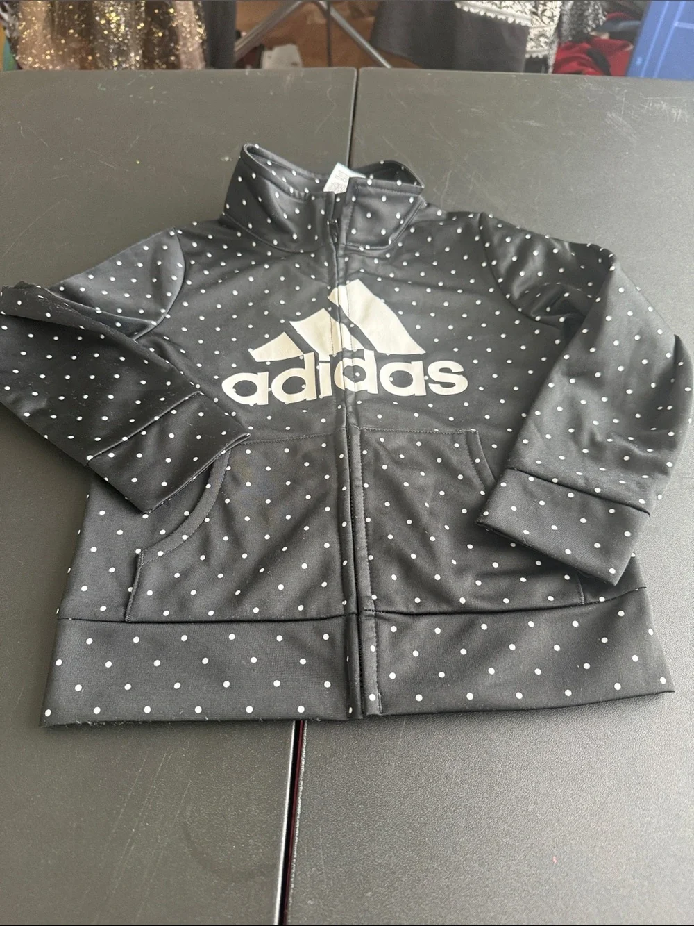 adidas Black and White Polka Dot Zip Jacket